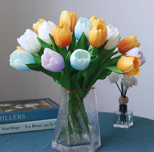 Buart Summer-Colors Tulip Flowers Artificial Luxury Big Tulip Valentine's Day Mother's Day Easter Home Kitchen Wedding Decorations(11pcs)