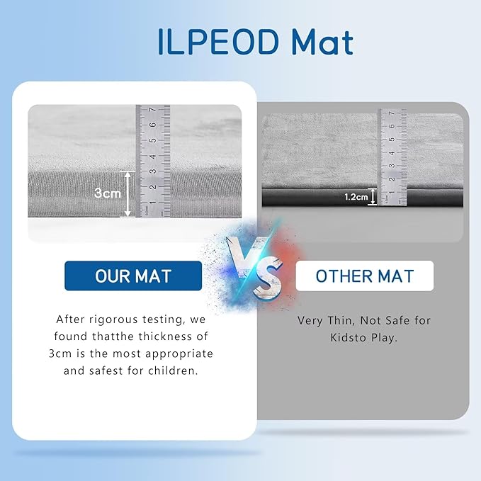 Baby Play Mat for Floor Tummy Time Nursery Rug Muscle Mat Area Playroom Rug 4'11x3'28" Memory Foam 1.3" Thick Crawling for Babies,Toddlers, Infants, Kids(Light Gray)