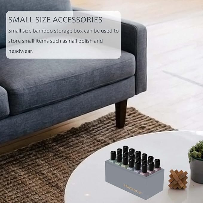 Bamboo Drawer Organizer - Kitchen Utensil Organizer Silverware Tray Cutlery Holder，Office Desk Supplies and Accessories,8.9 * 3 * 2.6,Grey