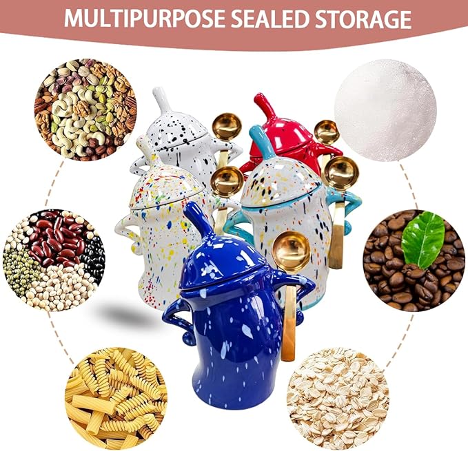 Ceramic Kitchen Canister with Silicone Seal Lid,Modern Elegant Design Airtight Lid Storage Food Jar Canister for Kitchen Sugar Coffee Tea Spice or More (Purple)