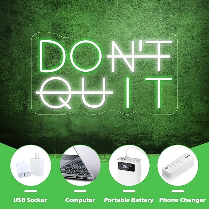 Don't Quit LED Neon Sign for Wall Decor, DO IT Neon Lights Party Decorations, USB Powered Switch LED Lights Adjustable for Office, Gym, Man Cave, Gamer Room Decor