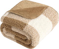 LURKA Checkered Sherpa Fleece Twin-Size Bed Blanket - Extra Thick and Warm Winter Soft Fuzzy Plush Blanket for Couches, Beds & Pets, Brown, 60x80 Inches