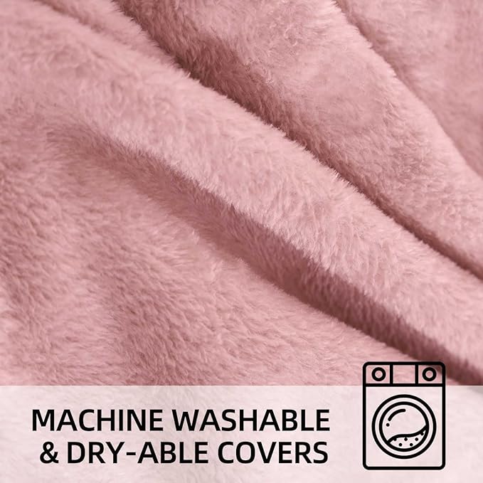 Bean Bag Chair 6Ft, Memory Foam Filled, Large Beanbag Chairs for Adults and Teens, Soft Sofa with Removable Flannel Cover, Round Couch for Living Room Bedroom College Dorm (Pink, 6FT-67×67"×24")