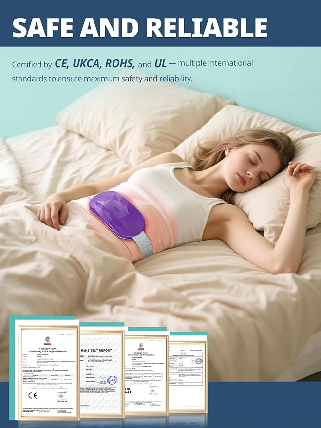 Slimpal AI Portable Heating Pad for Period Cramps, AI Smart Chip Long Safe Heat, Electric Cordless Back Belly Heating Pad for Menstrual Relief, Wearable Heat Belt Gifts for Her Women Girl, Dark Violet
