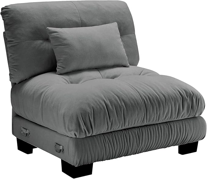 Armless Sofa W/1 Pillow - Gray