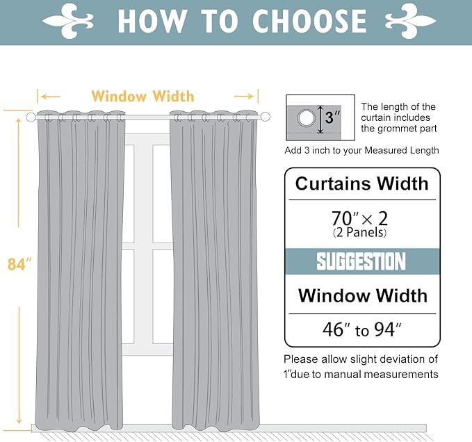 ChrisDowa Blackout Curtains 70 inches Wide for Bedroom - 2 Panels Set Extra Wide Grommet Thermal Insulated Room Darkening Curtains for Living Room (Aqua, 70 x 84 Inch)