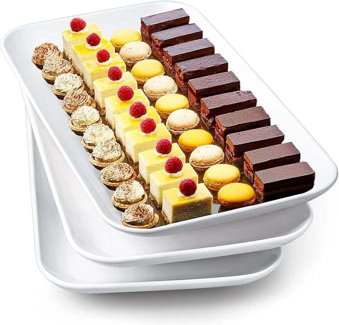 Delling 16 inch Serving Platter Set, White Porcelain Platters for Serving Food, Large Serving Trays for Party, Entertaining, Fruit, Appetizer, Oven Safe Dinnerware Set of 3