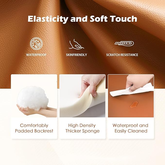 BestMassage | Recliner Chair | No Massage Function | Pu Tan | with Lumbar Support, Adjustable Push Back, Wide Armrests, Footrest & Padded Seat | Easy Assembly | for Living Room, Home Theatre