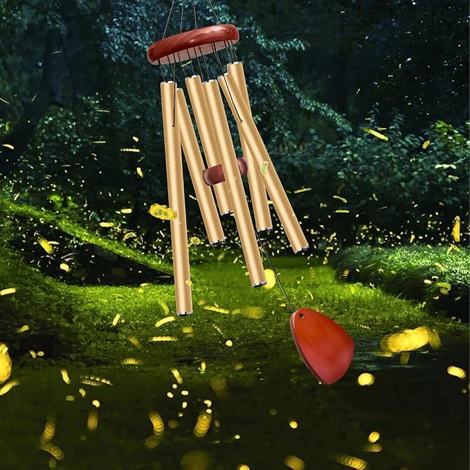 28" Wind Chime for Mothers Day, Decorative Wind Chimes for Outside, Memorial Windchimes Remembrance Gift for Women Mom Grandma, Metal Wind Chimes Outdoor Decor for Garden Patio Zen(Gold)