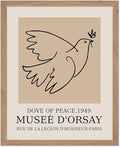 Poster Master Vintage Poster - Retro Minimalist Print - Gift for Artist, Friend - Dove Of Peace, Line Drawing, Sketch, Abstract - Wall Decor for Living Room, Bedroom, 11x14 Beige Framed