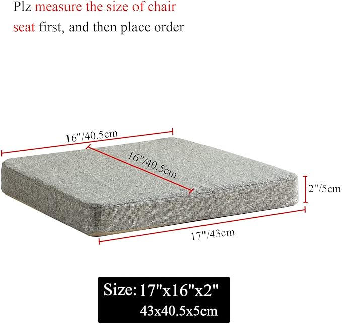 Chair Cushion for Dining Chairs with Ties 4 Pack Non Slip Memory Foam Kitchen Room Chair Pads 17x16 Inch, Beige