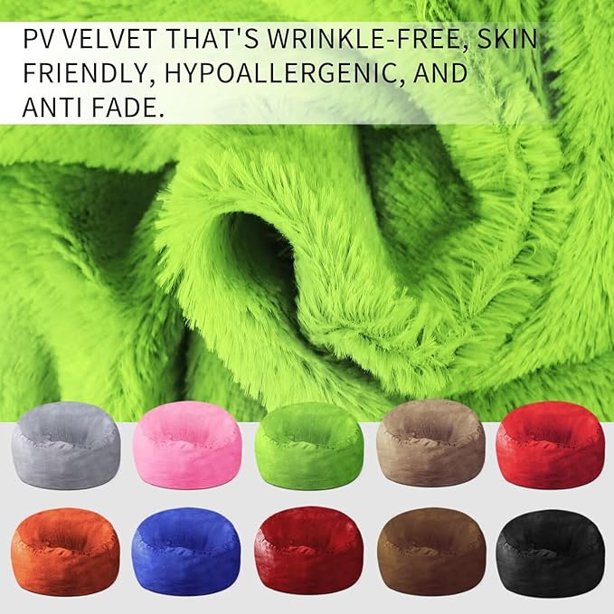 Bean Bag Chair for Adults 7FT,Soft Removable Cover for Teens/Girls Bedroom,Fluffy Giant Round Floor Beanbag Lounger Chairs (No Filler,Green)