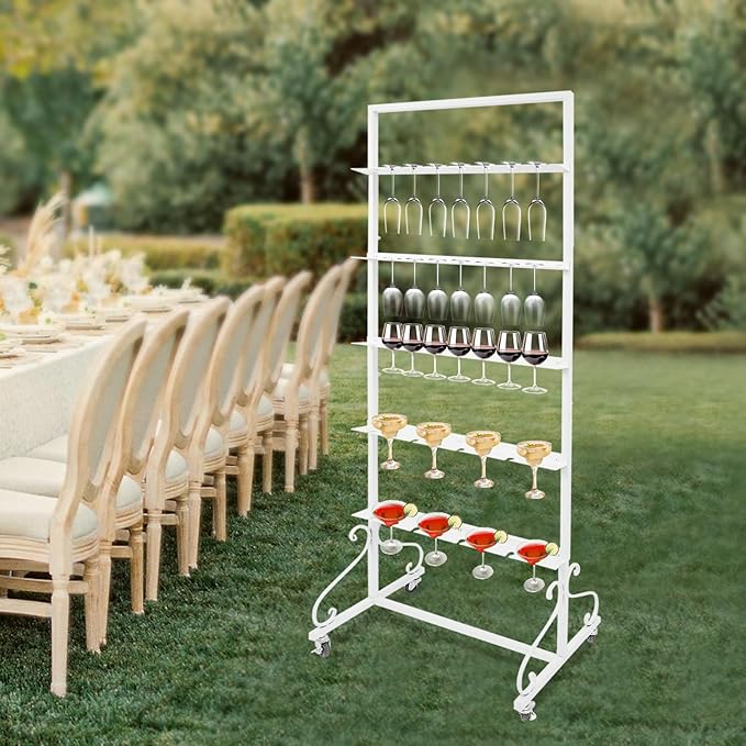 40 Slots Champagne Holder Stand for Party, Wine Glass Display Wall Holder, Stable Wine Glass Stemware Rack for Bar, Wedding, Party (White)