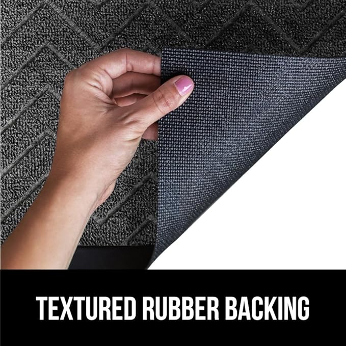 GORILLA GRIP 100% Waterproof All-Season WeatherMax Doormat, 34x58, US Designed Natural Rubber, Stain and Fade Resistant, Low Profile Indoor Outdoor Door Mats, Easy Clean Patio Mat, Steel Chevron