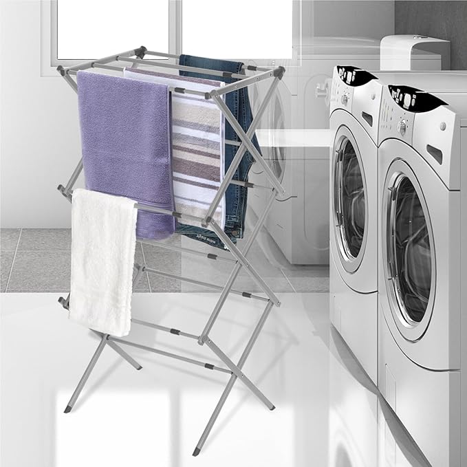 BLACK+DECKER Laundry Organization Expandable/Collapsible Clothes Drying Rack. Essential for Camping/Trailers or Anywhere You Air Dry Laundry. Oversized for Multiple Garments, (Grey)