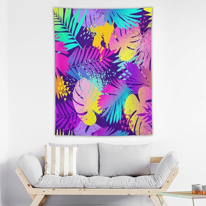 ICMOLYYENLO Palm Leaf Tapestry Wall Hanging, Tropical Leaves Plant Jungle Green Hawaiian Art Home Decor for Guest Bedroom Living Room Dormitory 30" x40