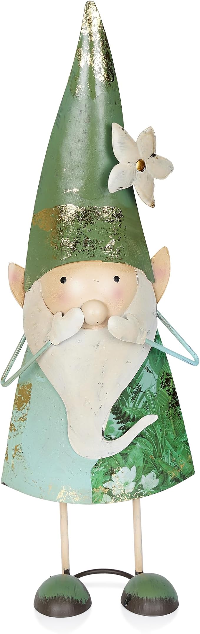 Alpine Corporation - 18" Tall Outdoor Garden Gnome Yard Decoration - Metal Statue with Speak No Evil Expression - Durable, Weatherproof Lawn Sculpture for Patio, Deck, Yard