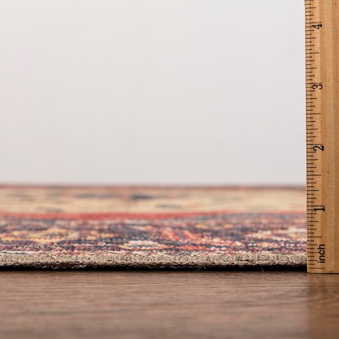 Keen Home Design 5x7 Rug - Machine Washable Area Rug with Non-Slip Backing, Ideal for Living Room, Dining Room, Bedroom - Vintage, Easy Clean, Durable, Low Pile Rug - (5' x 7')