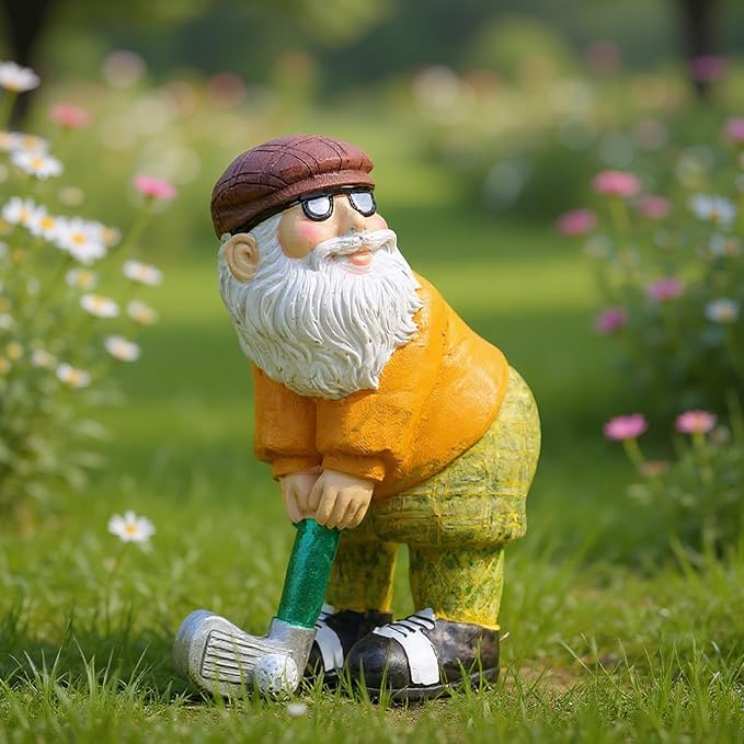 Elenon Golf Gnome Garden Statue Decorative, Adorable Flower Bed Decor Gnome Outdoor Decor, Funny Yard Patio Art Decor Dwarf Sculptures Table Ornament