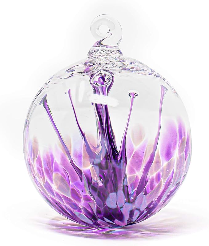 Luke Adams Handmade Glass Gazing Balls for Garden on Clearance – Hand Blown Glass Gazing Ball for Yard Décor – Decorative Garden Globe (Purple Crush/Lavender)