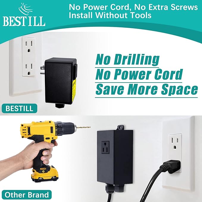 BESTILL Garbage Disposal Air Switch Kit - UL Listed, Cordless Sink Top Switch Button for Waste Disposer, 3.6" Long Push Button with Brass Cover, White, Compatible with all Garbage Disposals