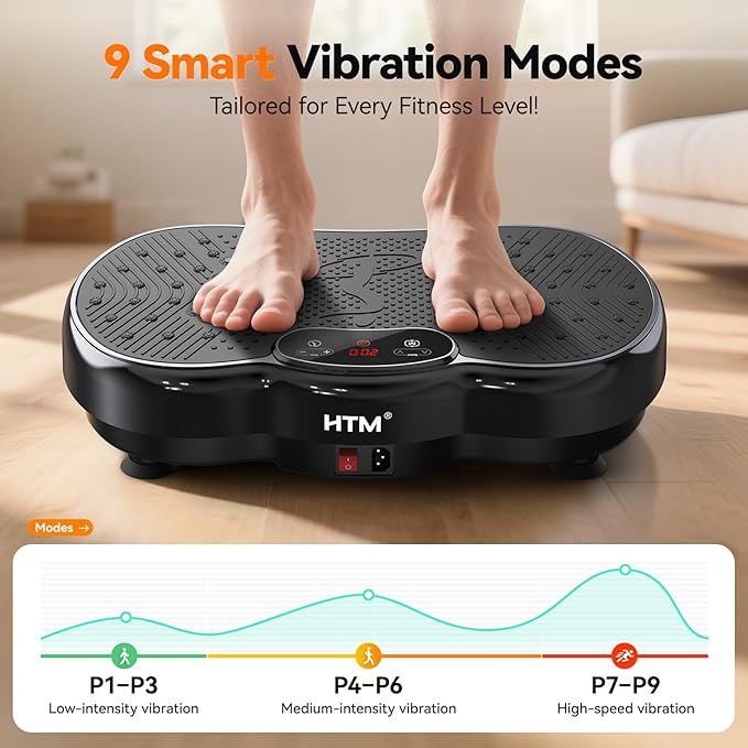 Vibration Plate Exercise Machine - 300 lbs Weight Capacity, 120 Speed Levels, 9 Workout Modes for Home Fitness, Muscle Toning & Weight Loss
