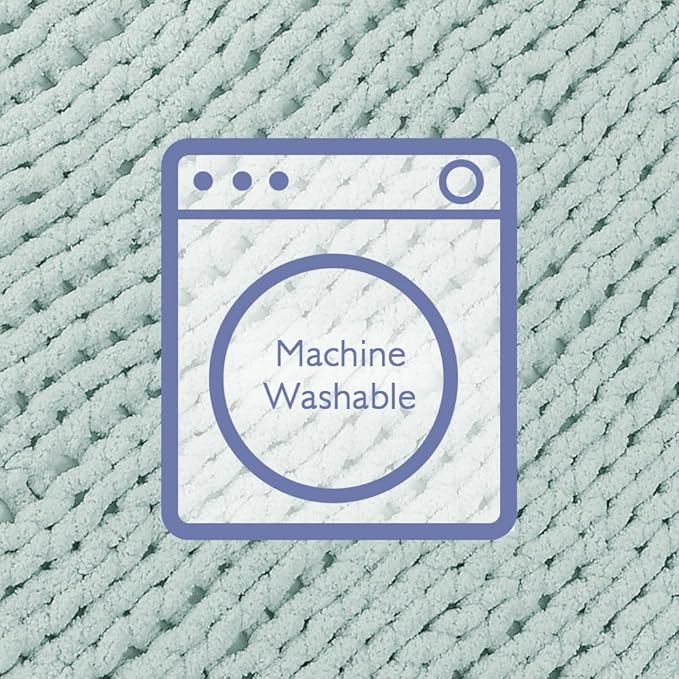 Bigacogo Chunky Knit Throw Blanket for Couch, 40x80 inches, 100% Hand Knitted with Thick Jumbo Chenille Yarn, Cozy Soft Large Rope Knot Cable Crochet Blankets for Sofa Bed Living Room, Mint