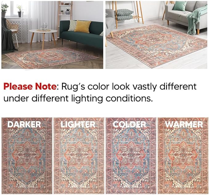 Keen Home Design 2x3 Rug - Machine Washable Entry Rug with Non-Slip Backing, Ideal for Enteryway, Kitchen, Bathroom, Laundry Room - Vintage, Easy Clean, Durable, Low Pile Rug - (2' x 3')