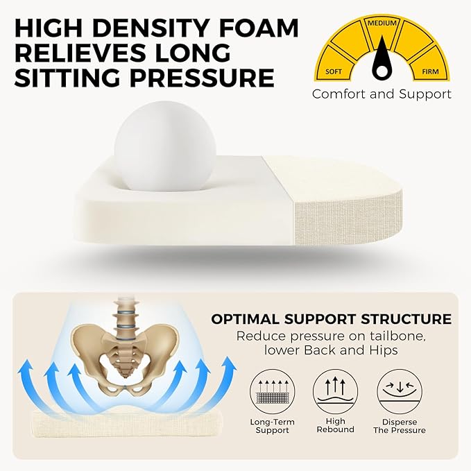 downluxe Indoor Chair Cushions for Dining Chairs, Soft and Comfortable Textured Foam Kitchen Chair Pads with Ties and Non-Slip Backing, 16" x 16" x 2", Beige, 4 Pack