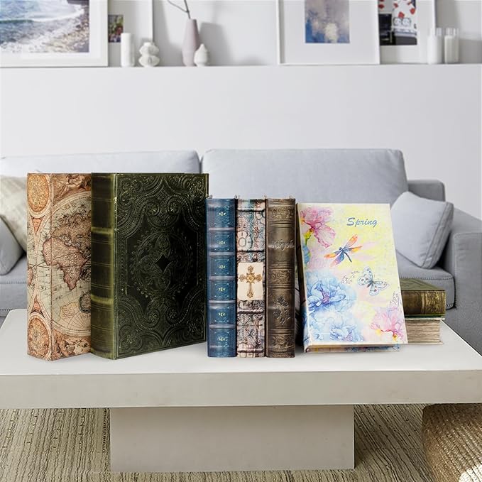 Decorative Book Box - Vintage Fake Book Storage Box for Home Décor, Secret Hollow Hidden Compartment (10x6.75x1.95 Inch) - Unique Shelf & Coffee Table Decor for Home,Graduation Gift,Birthday Gift Idea