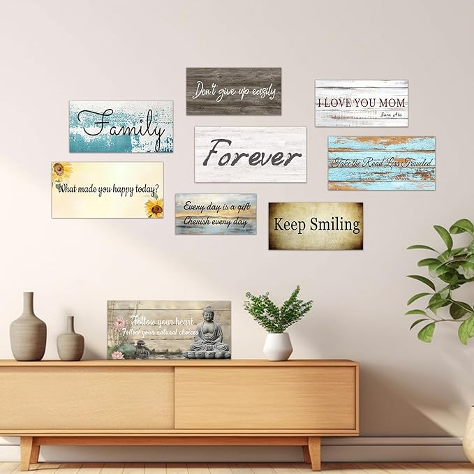 CHAOSETKEN Custom Text Sign Wall Art Personalized Family Quote Wall Decor Family Sign Canvas Prints Customized Wood Text Quote Pictures Rustic Farmhouse Decor Framed (24L x 12W)