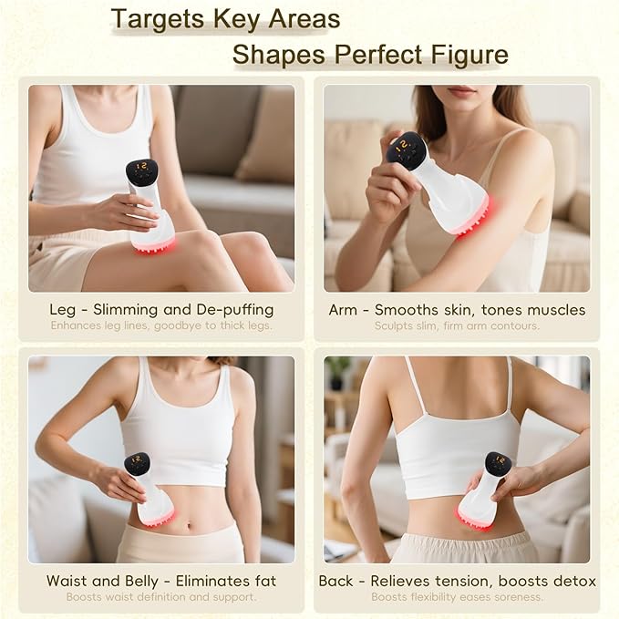 2025 Upgraded Lymphatic Drainage Massager Body Sculpting Machine Helps Reduce Stretch Marks & Cellulite for Legs, Arms & Belly Anti Cellulite Massage Tool with Light Heat & Vibration