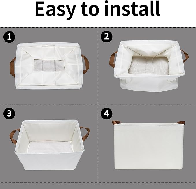 GRANNY SAYS Storage Baskets for Shelves, Closet Organizer Bins, Clothes Storage Bins with Metal Frame, Large Baskets for Organizing and Storage, Collapsible, Ivory, 2-Pack