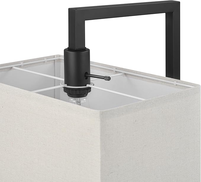 Globe Electric 61000052 60" Floor Lamp, Matte Black, Square White Fabric Shade, On/Off Rotary Switch on Socket, Square Rod, Reading Lamp, Home Office Accessories, Home Décor, Home Improvement