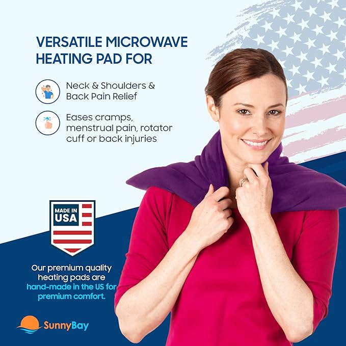 SunnyBay Extra Large Microwave Heating Pad, Microwavable Heavy Weighted Full Body Moist Cold Pack and Washable Fleece Cover, 10x24 Inches, FSA HSA Eligible, 2.8 lbs, Made in USA, Purple