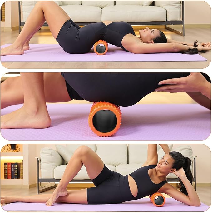 Foam Roller,High Density 15" Foam Roller, Wave Textured Massage Back Roller for Deep Muscle Massage Pilates Yoga,Fitness Exercise Roller for Whole Body Release(Orange)