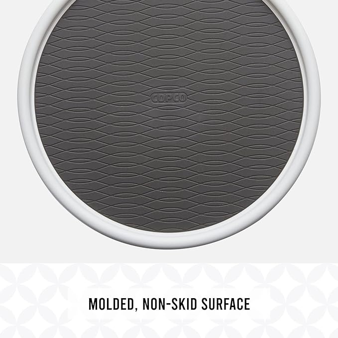 Copco Basics Non-Skid Pantry Cabinet Lazy Susan Turntable, 12-Inch, White/Gray, 1 Count (Pack of 1)