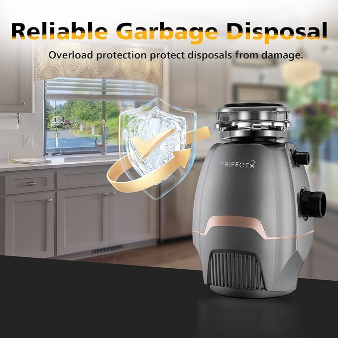 Trifecte Pro 3/4 HP Garbage Disposals with Sound Reduction,Food Waste Coutinuous Feed Garbage Disposal with Power Cord, Dishwasher Hook Up