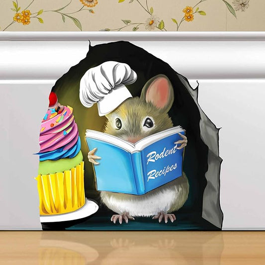 Adorable Pastry Mouse Reading Book Wall Sticker Decal – Kids Room, Classroom, Home Decor, Bookcase, Book Lover Gift, Children's Bedroom, Nursery, Cute Mouse, MICESTERPIECE