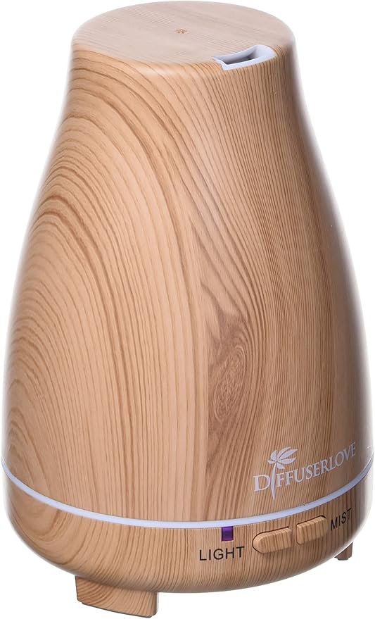 Diffuserlove Essential Oil Diffuser 200ML Aroma Diffuser Mist Humidifiers with 7 Color LED Lights, Auto Shut-Off Function for Bedroom Office Room House