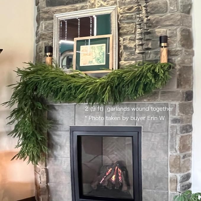 Christmas Garlands Norfolk Pine Garland Real Touch Artificial Faux Greenery Garland for Holiday Indoor Outdoor Decor 6FT