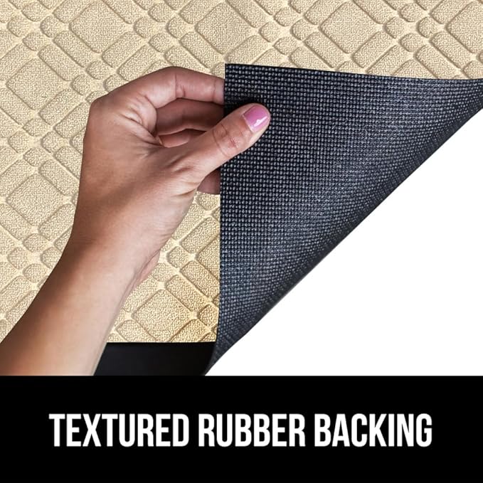 GORILLA GRIP 100% Waterproof All-Season WeatherMax Doormat, 72x24, US Designed Natural Rubber, Stain and Fade Resistant, Low Profile Indoor Outdoor Door Mats, Easy Clean Patio Mat, Modern Latte