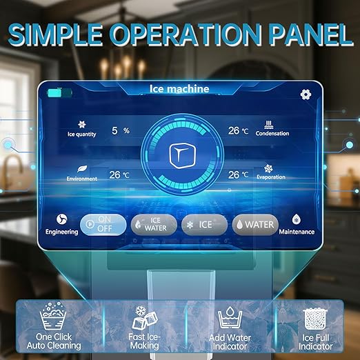 Commercial Nugget Ice Maker Machine, 100Lbs/24H Pellet Chewable Ice, 3-IN-1 Nugget Ice Maker with Ice & Water Dispenser, Self-Cleaning Countertop Stainless Steel Ice Machine for Business, Office,Party