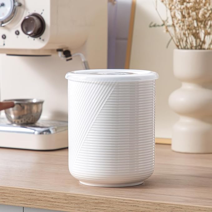 Food Storage Containers with Airtight Lids: Ceramic Canister Sets for Kitchen Countertop - Porcelain Jar for Coffee Tea Flour Sugar Rice Cookies Candy - White (42 oz)