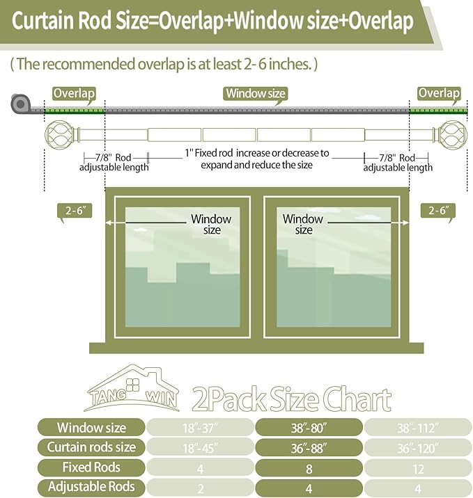 Bronze Farmhouse Curtain Rods for Windows:Heavy Duty Adjustable Curtain Rod for Bedroom Living Room,Boho Decorative Rustic Drapery Rods with Vintage Coastal Finial,Antique Bronze 2 Pack 36-88"