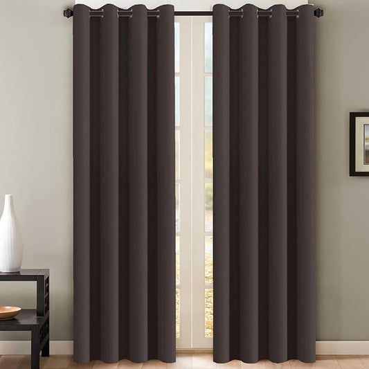 H.VERSAILTEX Three Pass Microfiber Blackout Thermal Insulated Grommet Panels Window Curtains/Drapes (Set of 2, Chocolate Brown, 52 x 96 Inch)