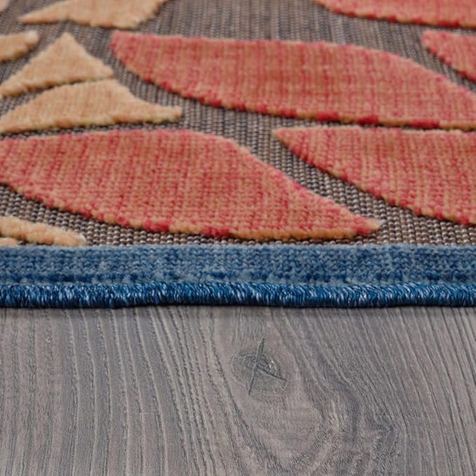 Beverly Rug Outdoor Rug 8x10 Modern Floral Tropical Area Rugs for Indoor and Outdoor Patio Easy to Clean Non Shedding Living Room Porch Garden Washable Outside Carpet (8 x 10 Brown)