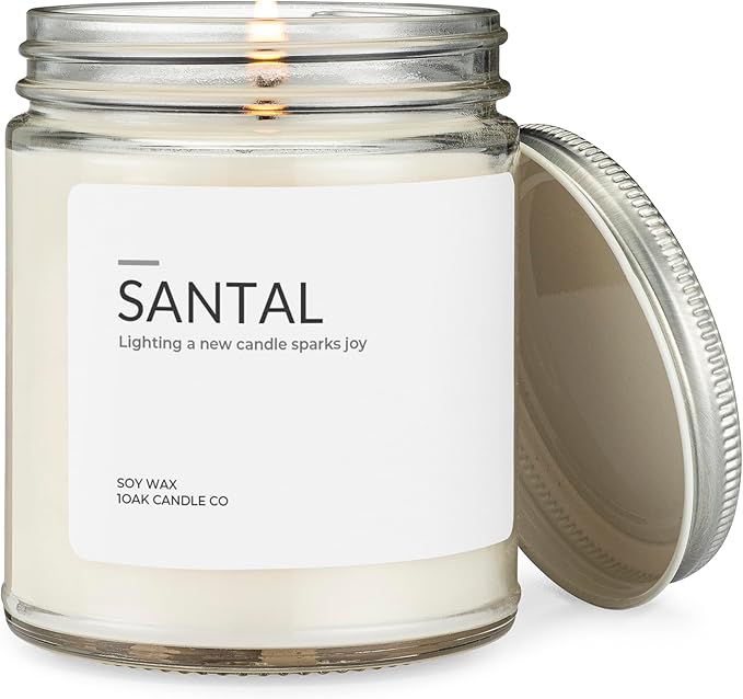 1OAK Soy Santal Candle (Santal) - Soy Wax Scented Candle - Candles for Home Scented - Long Burning Candles Premium - Hand-Poured (7oz.)