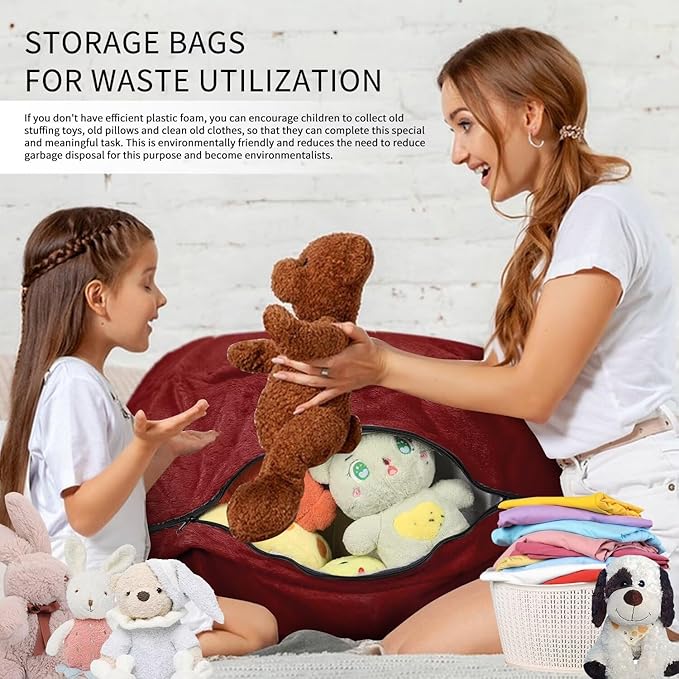 Bean Bag Chair for Adults 5FT,Soft Removable Cover for Teens/Girls Bedroom,Fluffy Giant Round Floor Beanbag Lounger Chairs (No Filler,Claret)