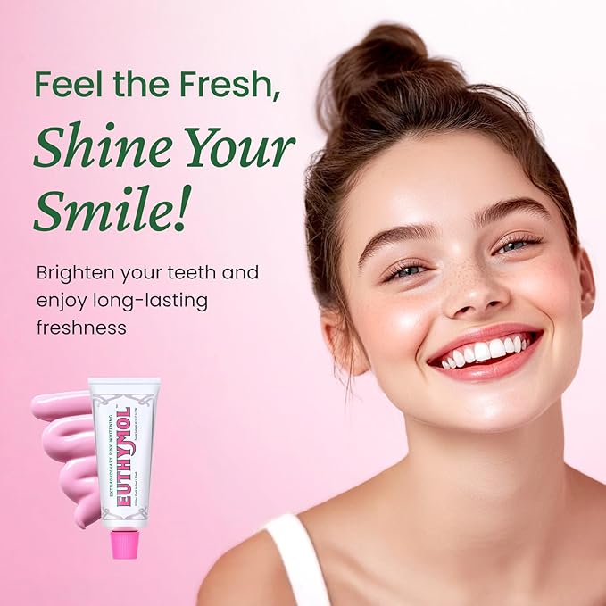 EUTHYMOL Whitening Toothpaste (3.7fl oz) - Stain Removal in 2 Weeks, Long-Lasting Freshness for Sensitive Gum & Teeth. Bad Breath, Cavity Prevention. Recyclable Aluminum Tube